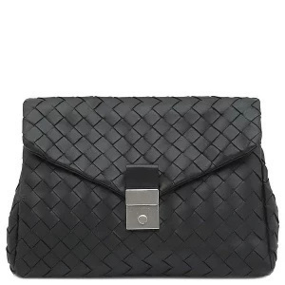 Bottega Veneta Intrecciato Clutch Bag Leather Black H